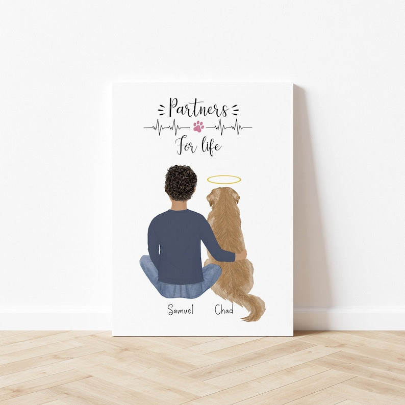 Personalized Boy with His Dog Wall Art