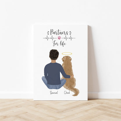 Personalized Boy with His Dog Wall Art