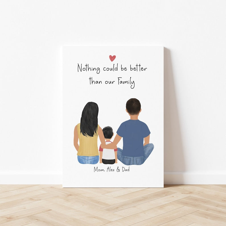 Personalized Parents and Little Boy Artwork