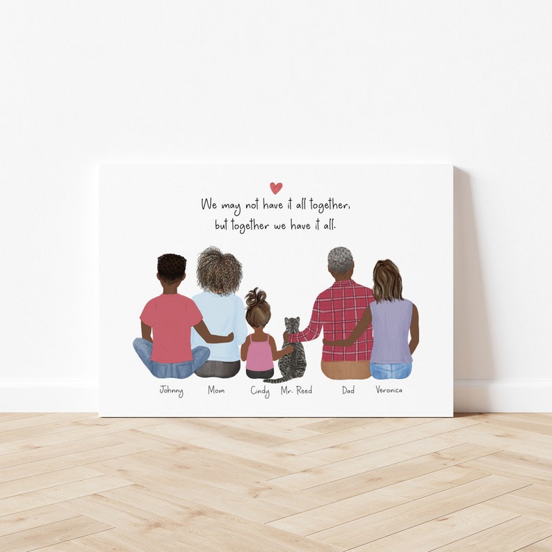 Full House Family and Cat Personalized Illustration