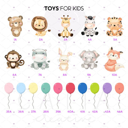 Little Kids with Stuff Animals Customizable Illustration