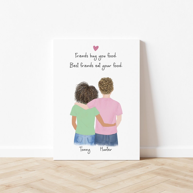 Customizable Best Friends Female and Male Wall Art