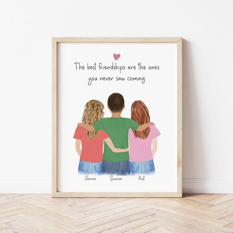 Friends personalized wall art - custom illustration by Catia Creative