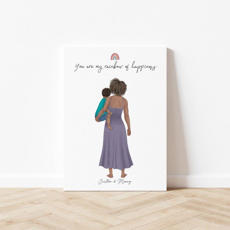 Mother and Son in Arms Customizable Illustration