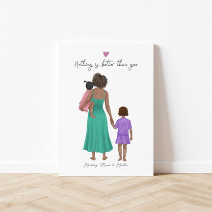 Mom and little girls Customizable Portrait