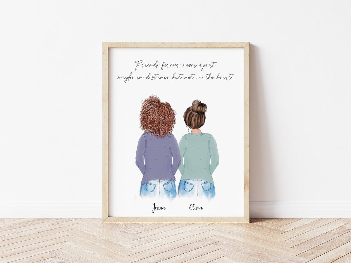 Wall Art Friends Customizable Print Art for Sisters Mother Days Gift From Daughter personalized wall art - custom illustration by Catia Creative