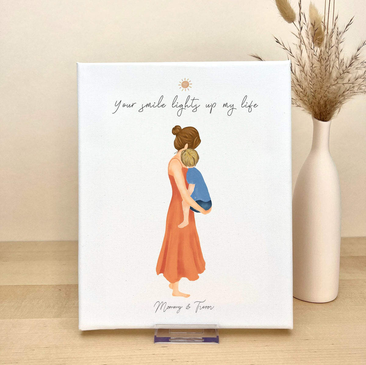Mother and Son personalized canvas print - custom wall art by Catia Creative