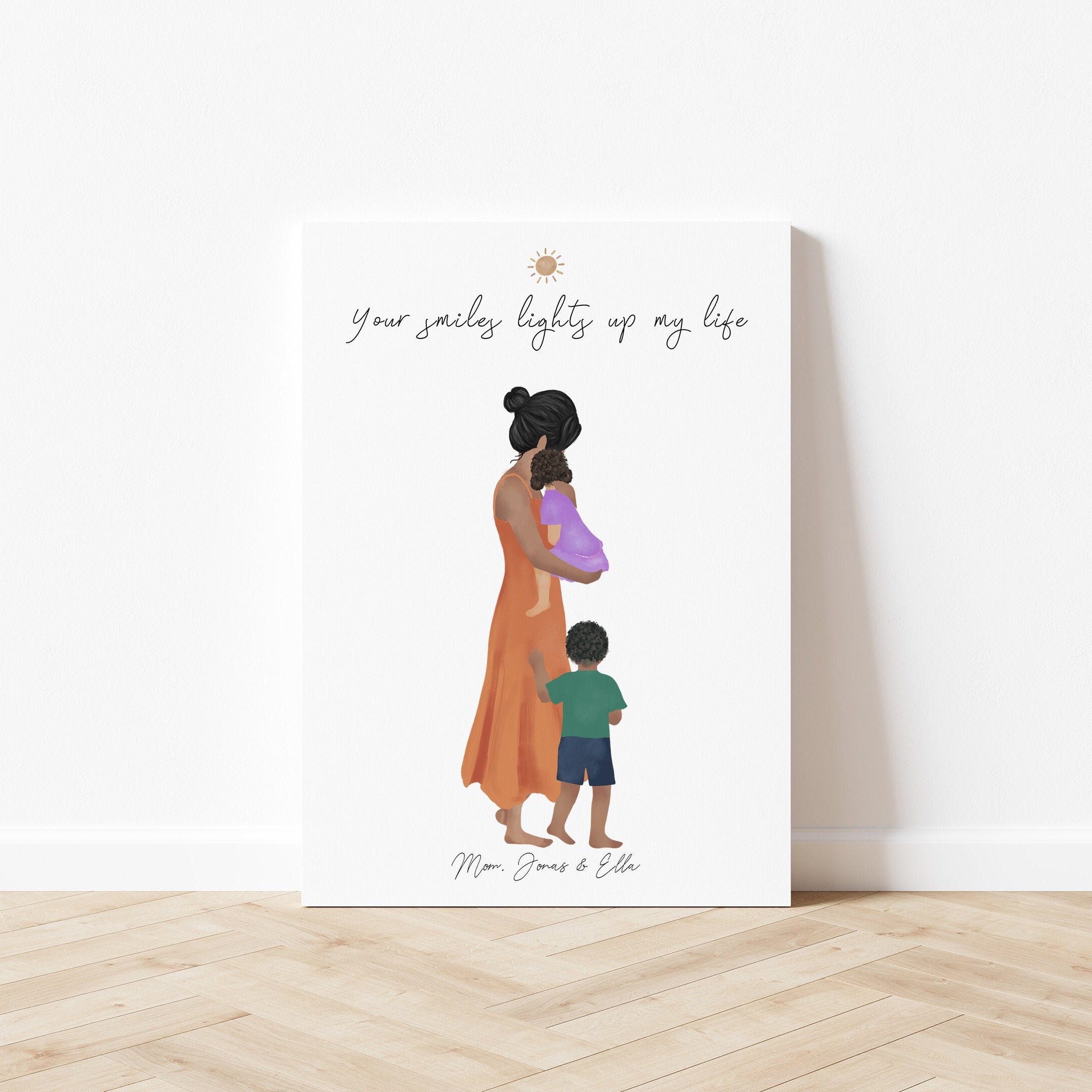 Mom and Kids Personalized Illustration