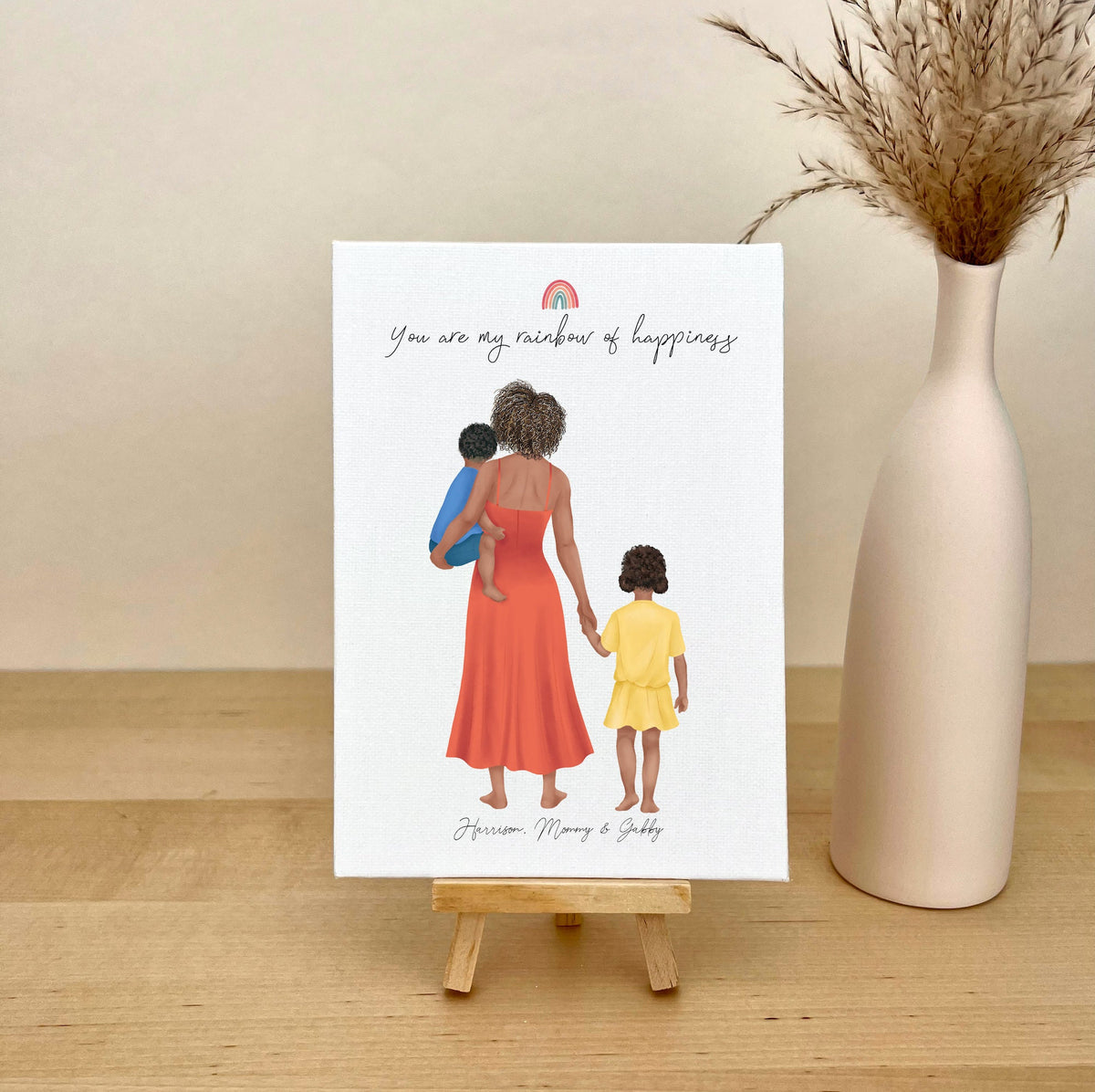 Mom and Kids Personalized Canvas Print | Custom Wall Art | Mother's Day Gift