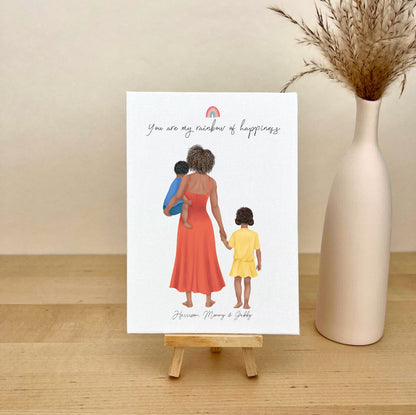 Mom and Kids Customizable Canvas Portrait