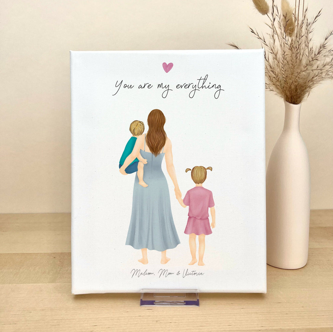 Mom and Kids Customizable Canvas Portrait