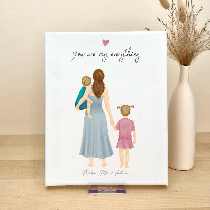 Mom and Kids Personalized Canvas Print | Custom Wall Art | Mother's Day Gift