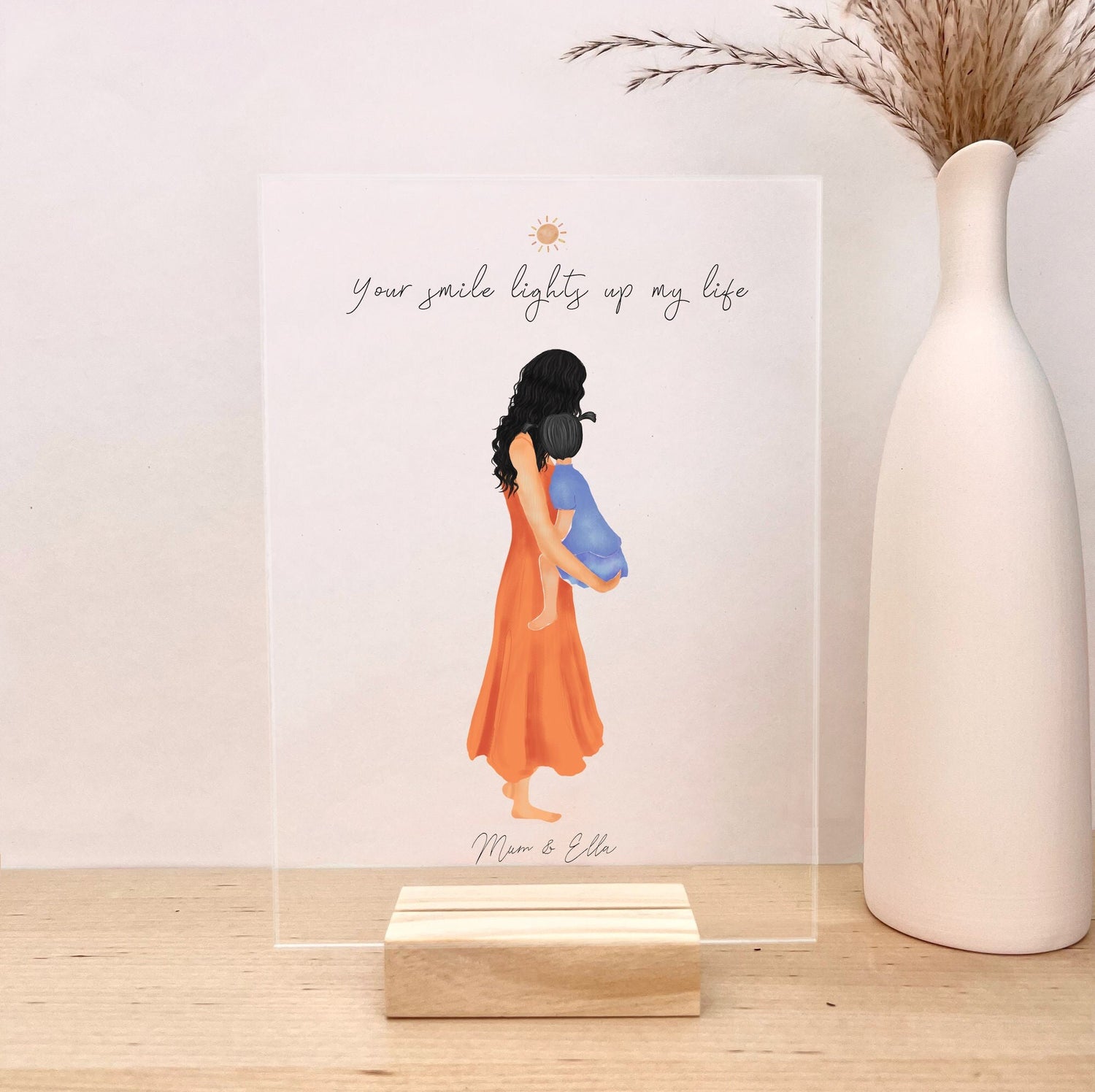 Artwork on Acrylic Plaque Customizable with Mom and Daughter