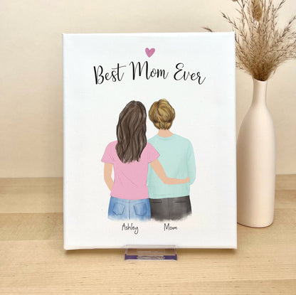 Mom and Daughter Customizable illustration on Canvas