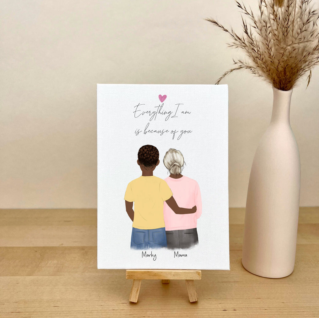 Customizable Illustration on Canvas with Mom and Son