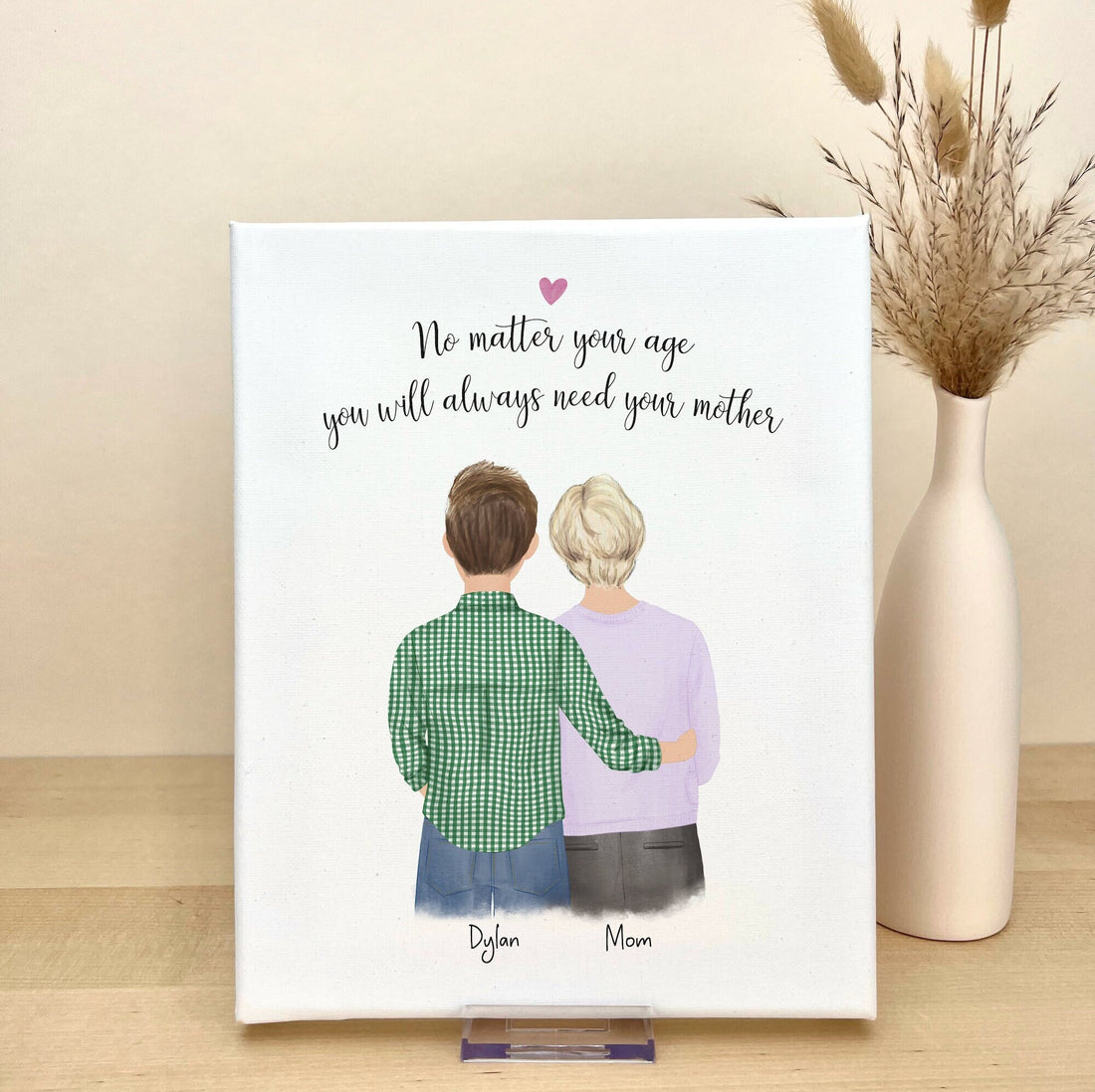 Customizable Illustration on Canvas with Mom and Son