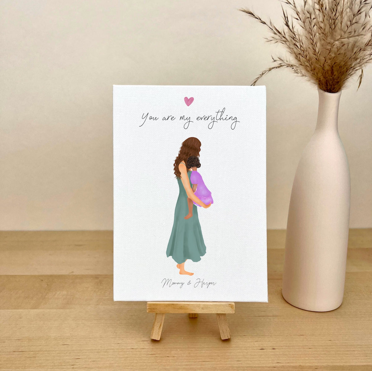 Mom with Daughter in Arms on Personalized Canvas Print | Custom Wall Art | Mother's Day Gift