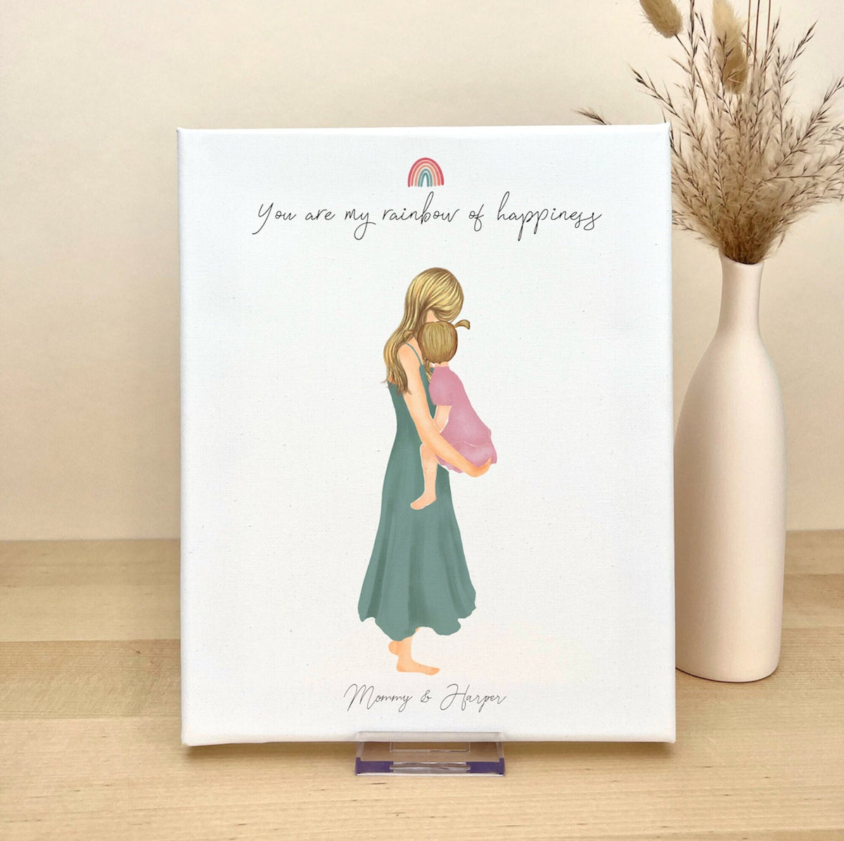 Mom with Daughter in Arms on personalized canvas print - custom wall art by Catia Creative
