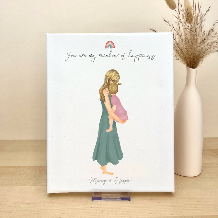 Mom with Daughter in Arms on Personalized Canvas Print | Custom Wall Art | Mother's Day Gift