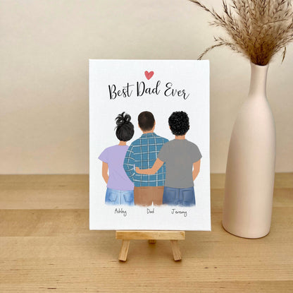 Dad Son and Daughter Personalized Canvas Wall Art