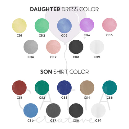 Dad, Little Boy and Girl Customizable Canvas Illustration