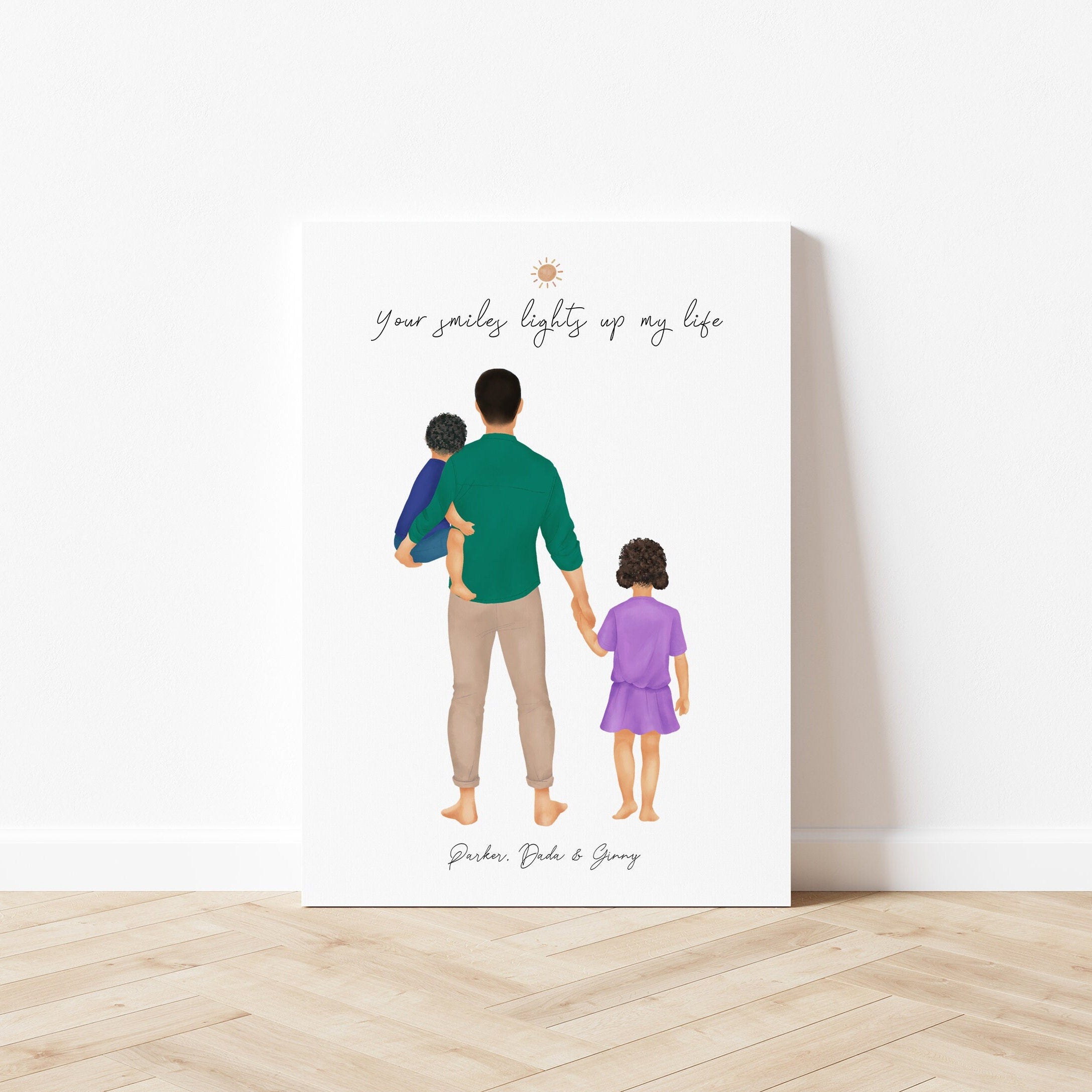 Personalized Dad, Son and Daughter Wall Art