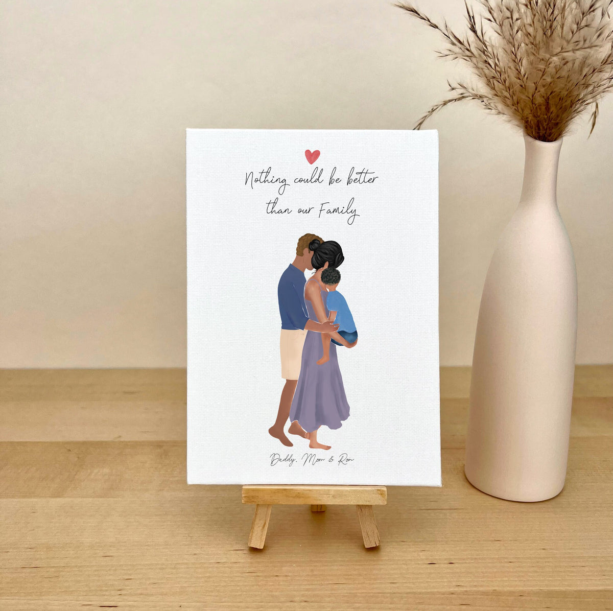 Family with Toddler Boy Personalized Canvas Print | Custom Wall Art | Father's Day Gift