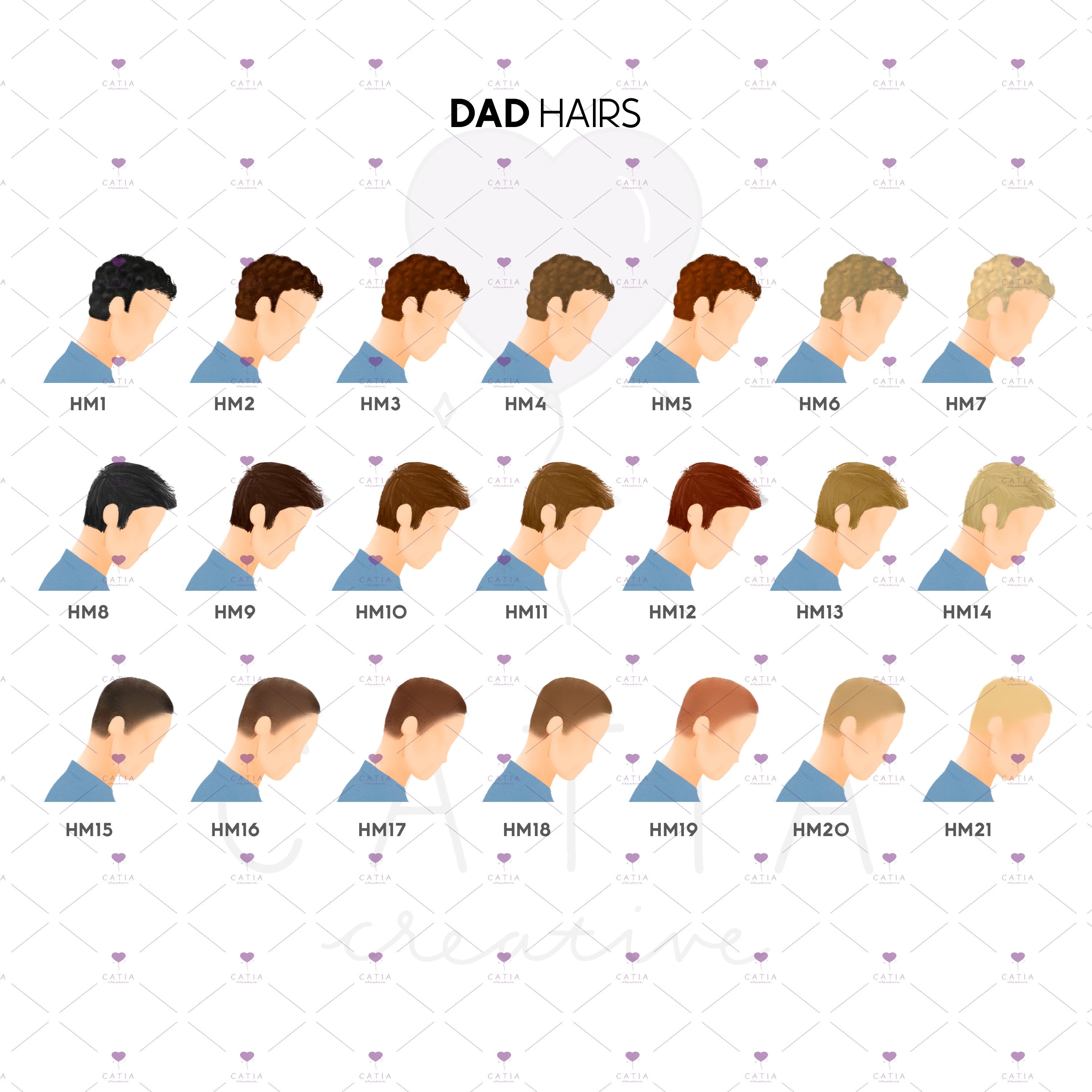 Dad, Little Girl and Boy Customizable Illustration