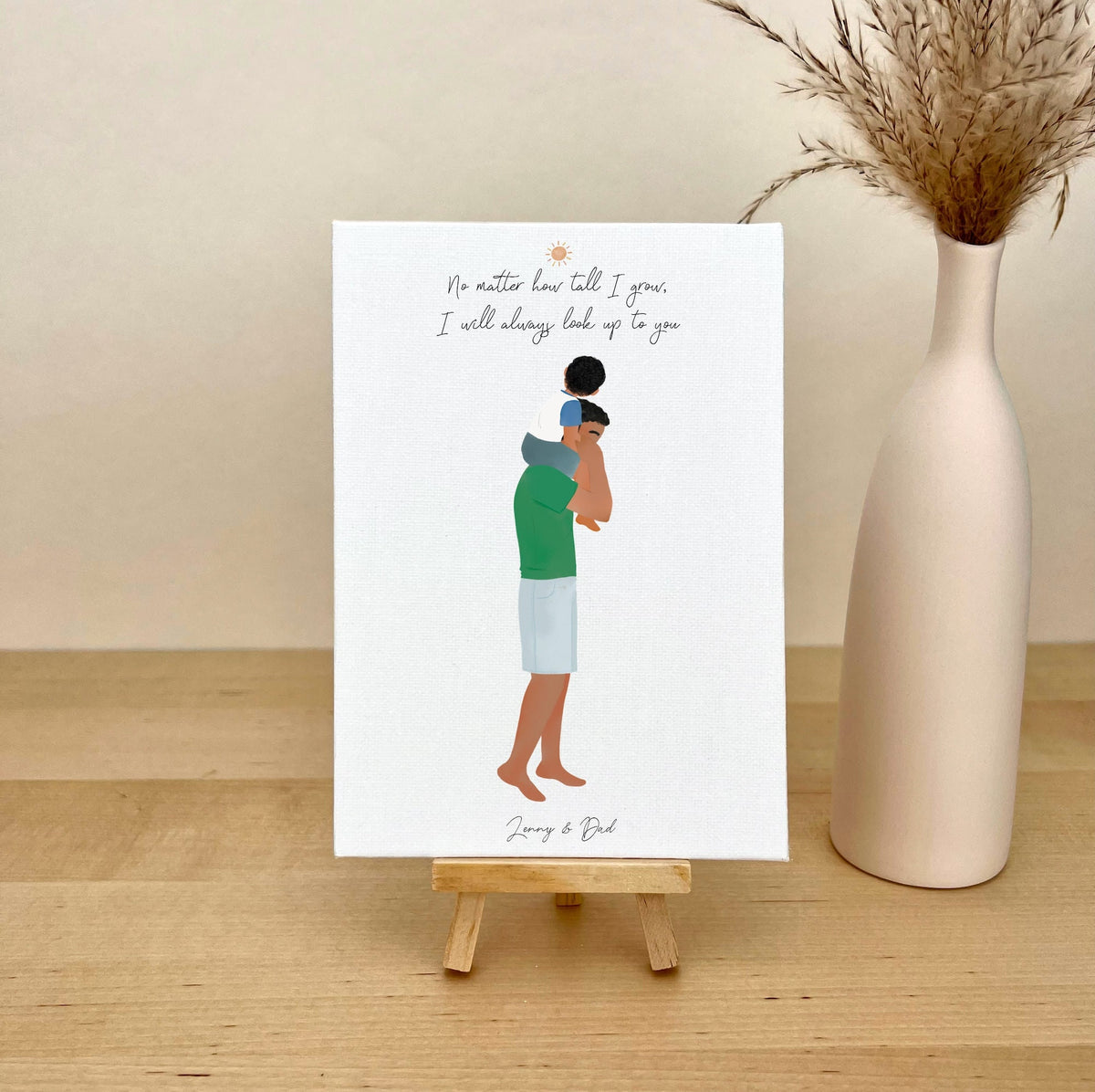 Dad and Son in shoulders Personalized Canvas Print | Custom Wall Art | Father's Day Gift