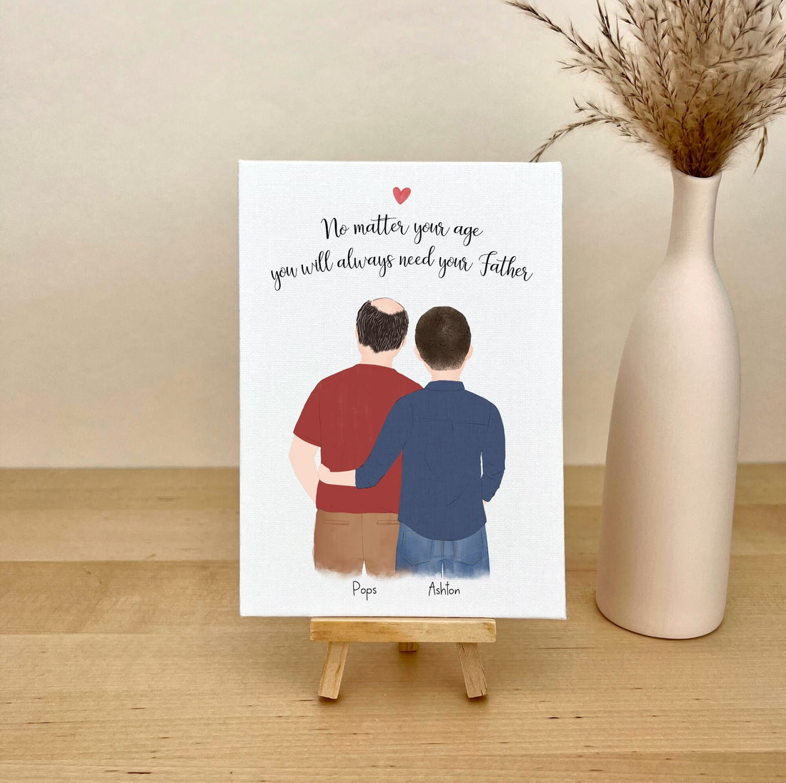 Dad and Son Customizable Canvas Illustration