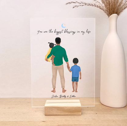 Personalized Dad and little kids Acrylic Illustration