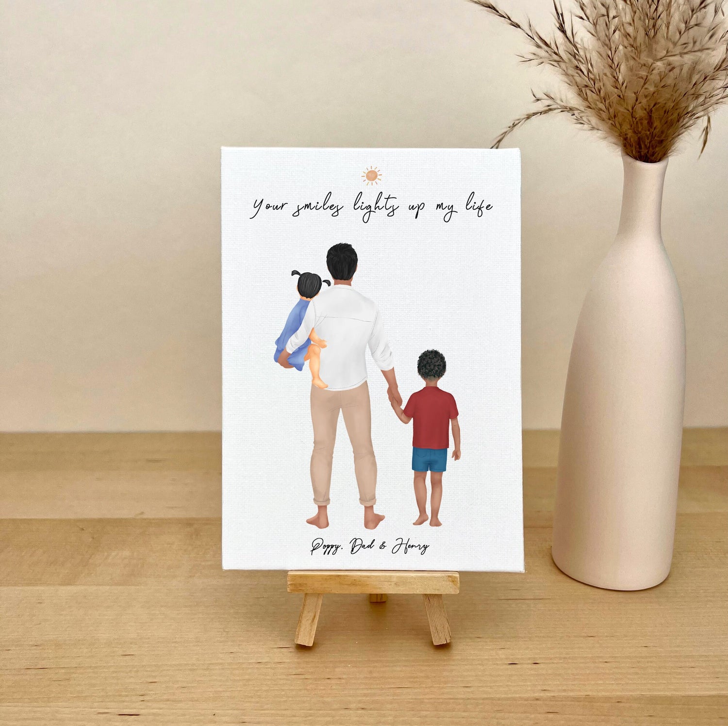 Customizable Canvas with Dad and kids.