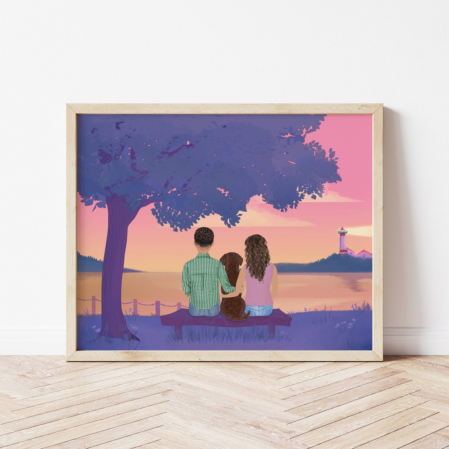 Love Couple with Dog - Personalized Wall Art