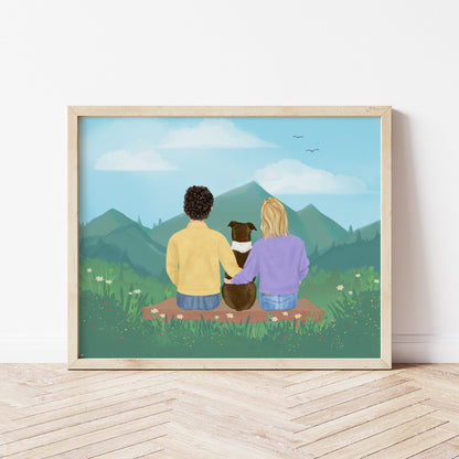 Love Couple with Dog - Personalized Wall Art