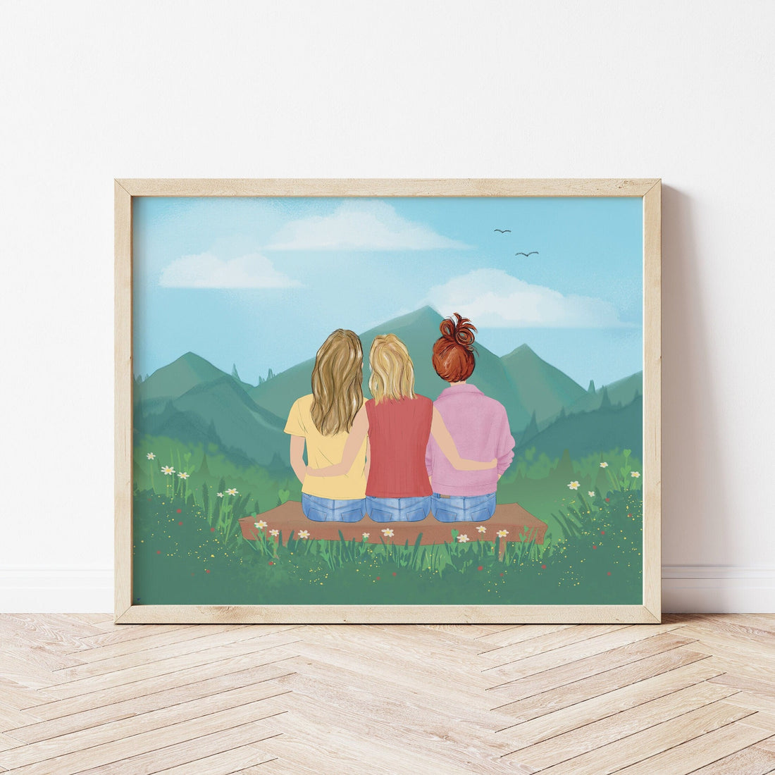 Three Best Friends - Personalized Wall Art