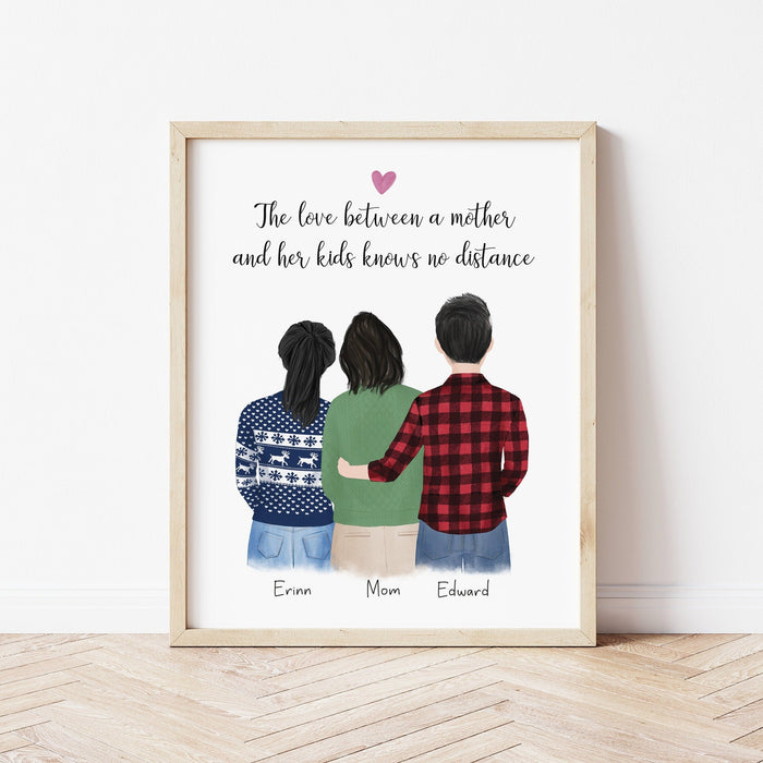 Mom and Kids Personalized Wall Art | Custom Illustration | Mother's Day Gift