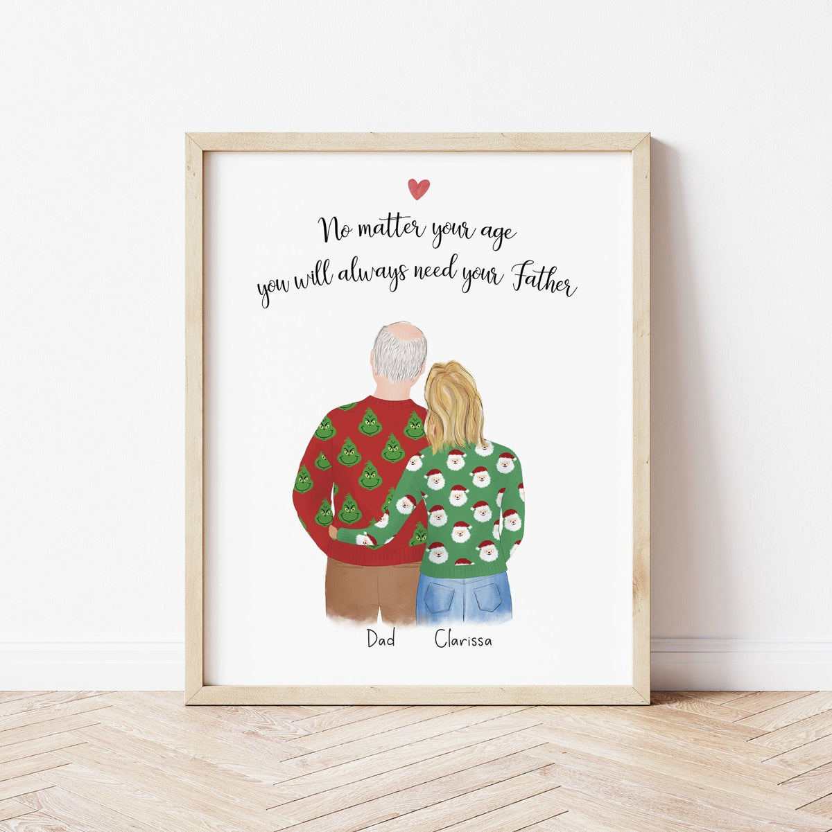 Dad with Daughter personalized wall art - custom illustration by Catia Creative