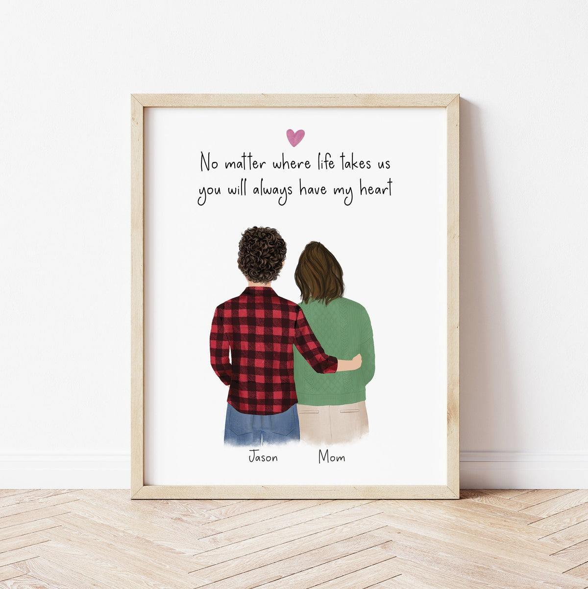 Mom and Son personalized wall art - custom illustration by Catia Creative