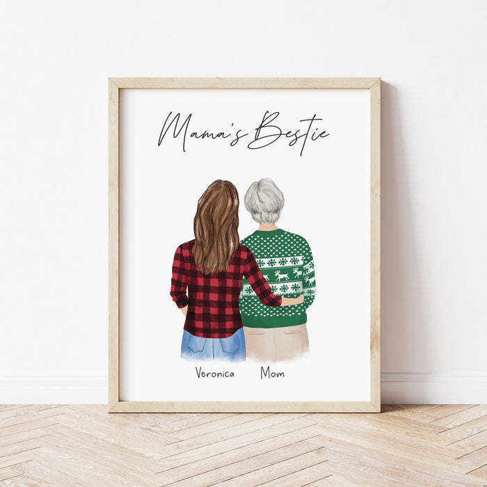 Mom and Daughter Personalized Wall Art | Custom Illustration | Mother's Day Gift