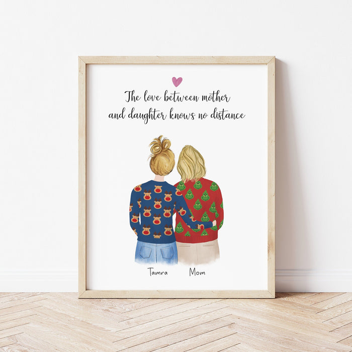 Mom and Daughter Personalized Wall Art | Custom Illustration | Mother's Day Gift