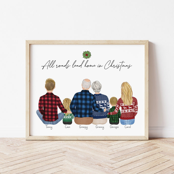 Family Together Personalized Wall Art | Custom Illustration | Family Gift