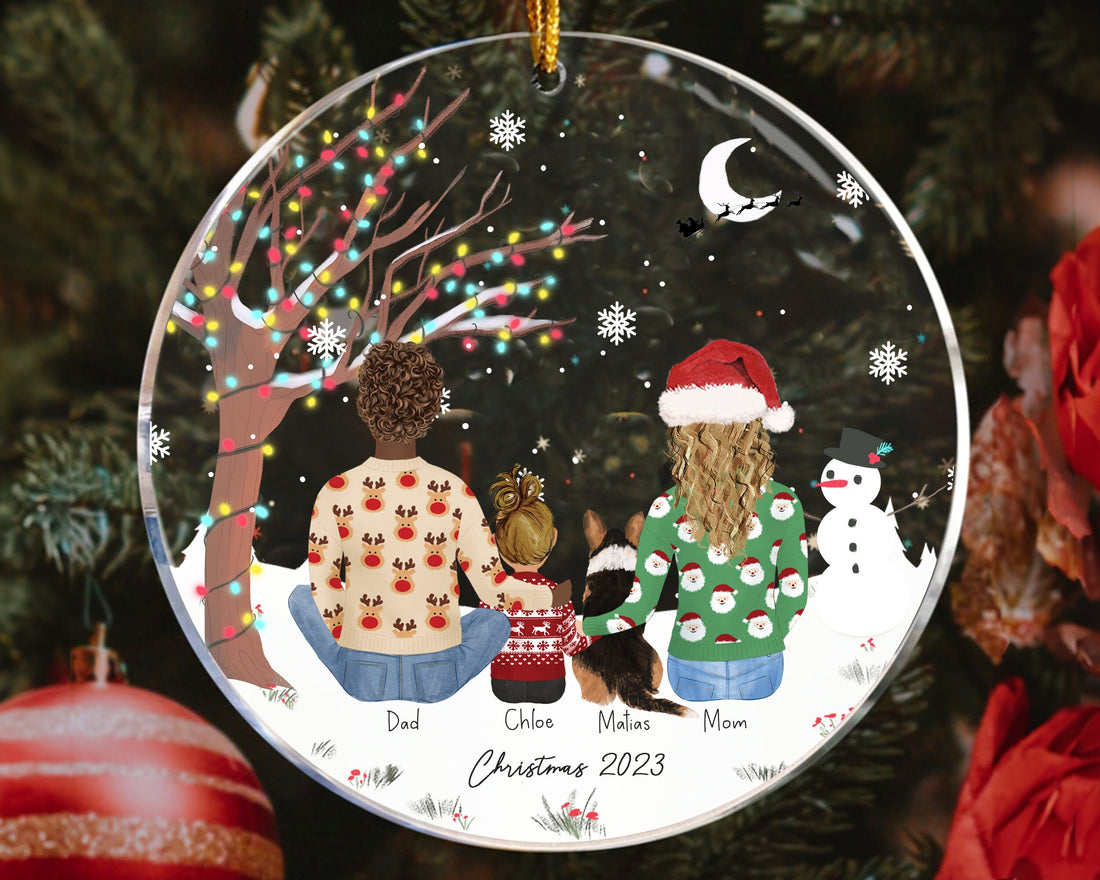 Personalized Christmas Acrylic Ornament for Family with pets