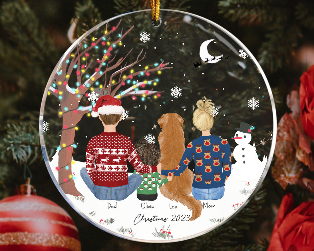 Personalized Christmas Acrylic Ornament for Family with pets