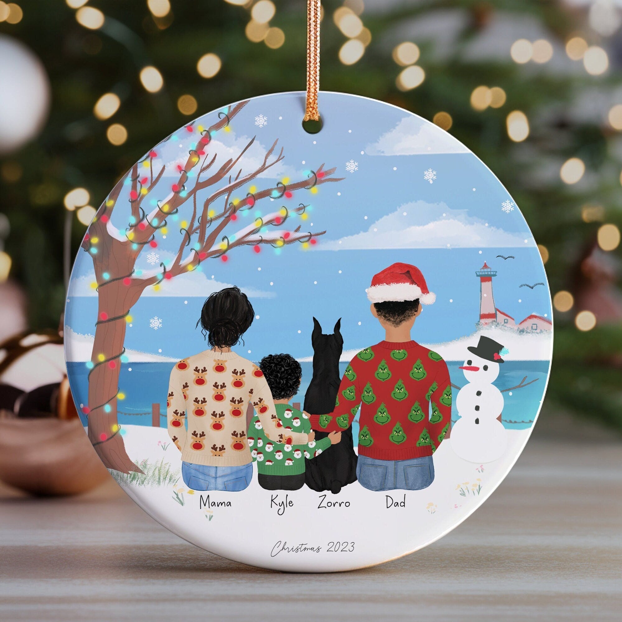 Personalized Christmas Ornament for Family with pets