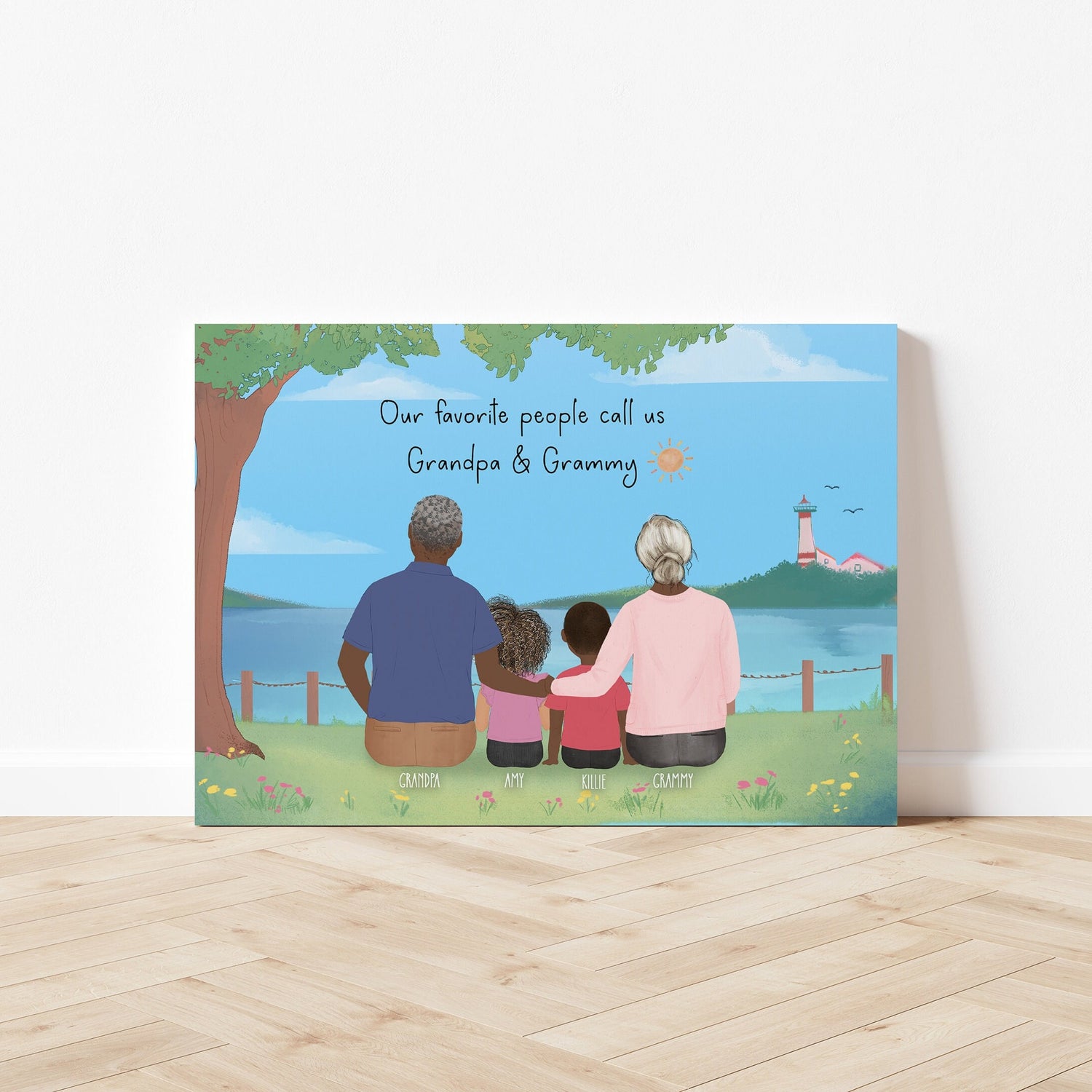 Customizable Grandparents with Kids Wall Art