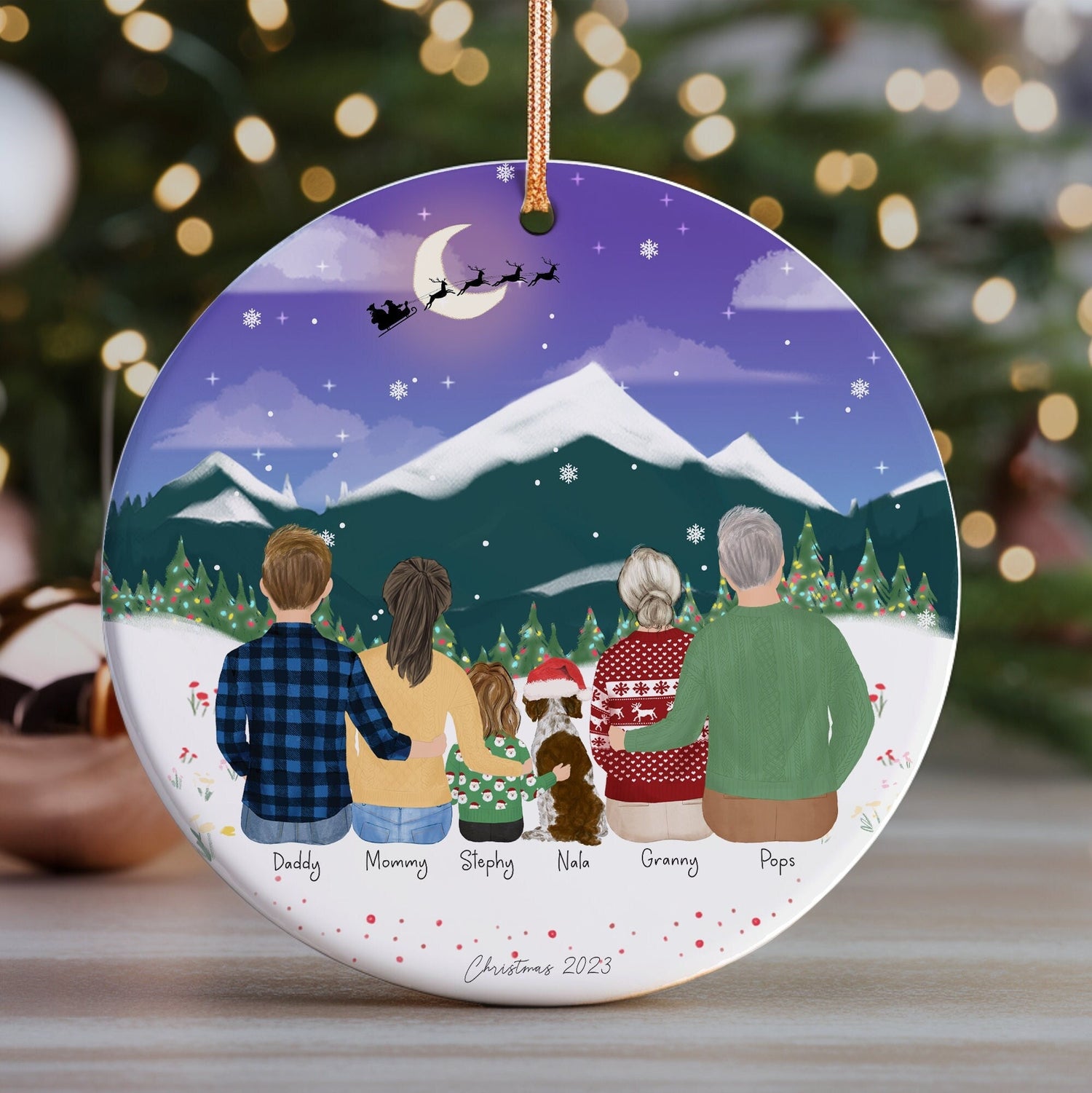 Personalized Christmas Ornament for Family with pets