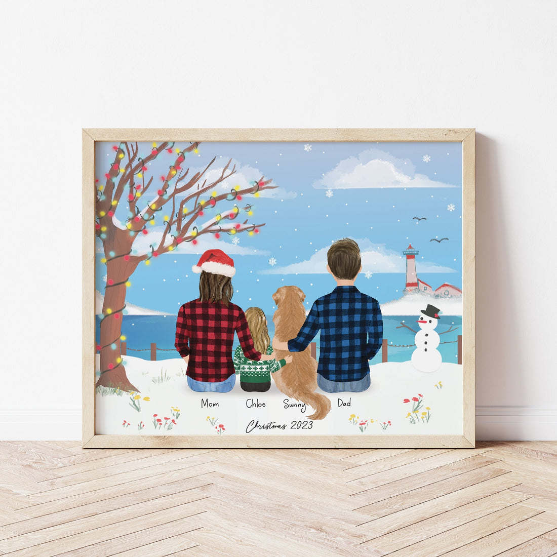 Personalized Family with little Kids Wall Art