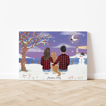 Personalized Framed Wall Art for Couples and pet for holidays