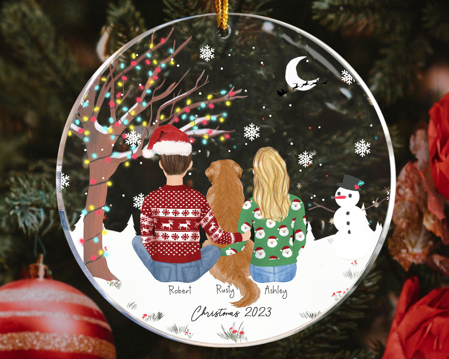 Personalized Acrylic Ornament for Couples or small families