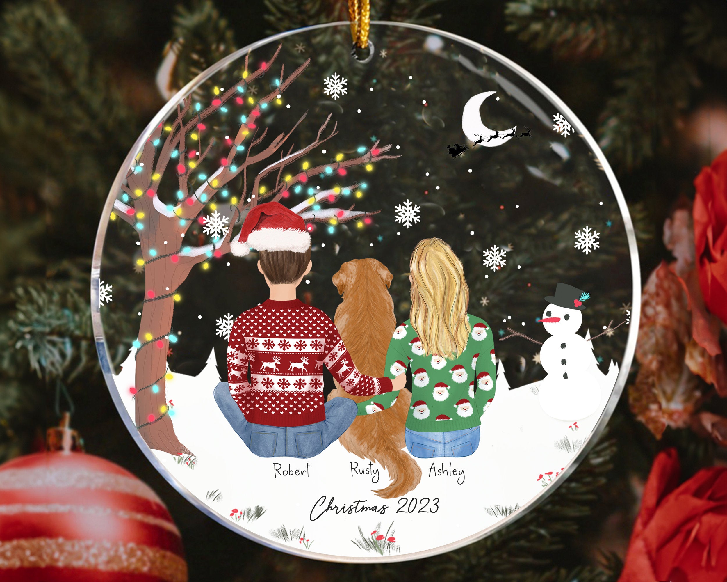 Personalized Acrylic Ornament for Couples or small families